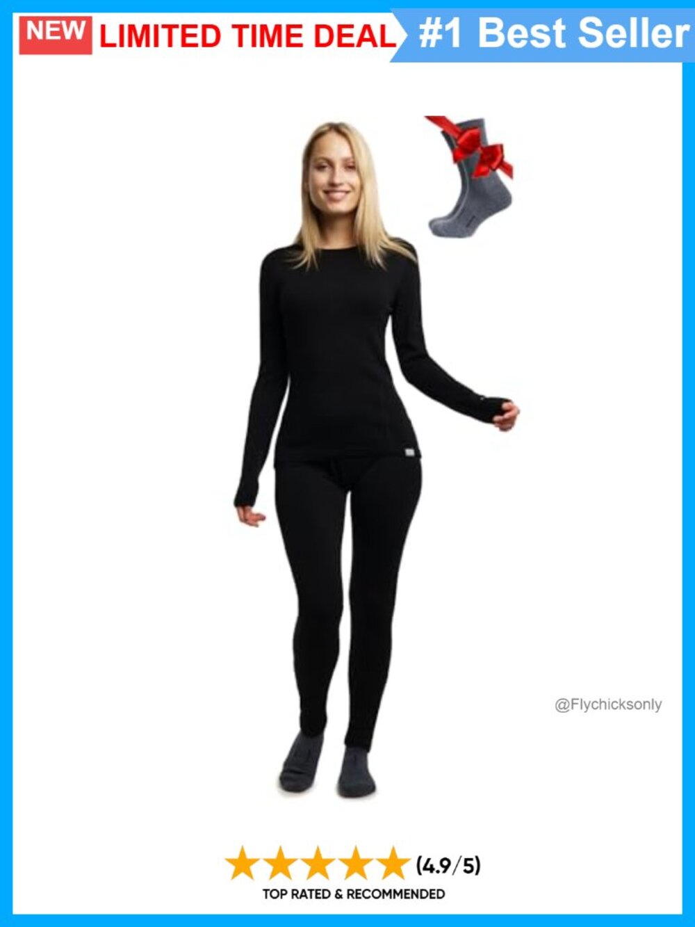 100% Merino Wool Base Layer Set Thermal Underwear Wicking